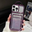 For iPhone 15 Pro Electroplated Card Slot Gradient Glitter Paper TPU Phone Case(Purple) - 1