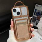 For iPhone 14 Plus Electroplated Card Slot Gradient Glitter Paper TPU Phone Case(Gold) - 1