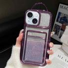 For iPhone 14 Electroplated Card Slot Gradient Glitter Paper TPU Phone Case(Purple) - 1