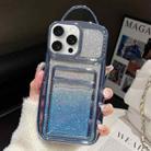 For iPhone 13 Pro Electroplated Card Slot Gradient Glitter Paper TPU Phone Case(Blue) - 1