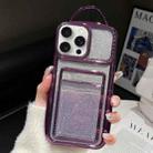 For iPhone 13 Pro Electroplated Card Slot Gradient Glitter Paper TPU Phone Case(Purple) - 1