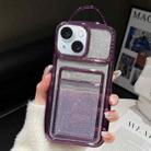 For iPhone 13 Electroplated Card Slot Gradient Glitter Paper TPU Phone Case(Purple) - 1