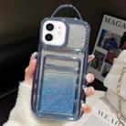 For iPhone 12 Electroplated Card Slot Gradient Glitter Paper TPU Phone Case(Blue) - 1