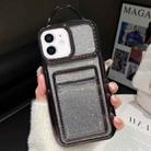 For iPhone 12 Electroplated Card Slot Gradient Glitter Paper TPU Phone Case(Black) - 1