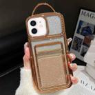 For iPhone 11 Electroplated Card Slot Gradient Glitter Paper TPU Phone Case(Gold) - 1