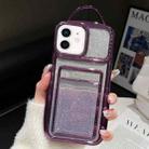 For iPhone 11 Electroplated Card Slot Gradient Glitter Paper TPU Phone Case(Purple) - 1