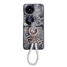 For Huawei Pocket 2 Embroidery Style Full Coverage Phone Case with Ring Bead Chain(Black) - 1