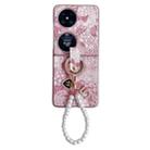 For Huawei Pocket 2 Embroidery Style Full Coverage Phone Case with Ring Bead Chain(Pink) - 1