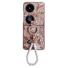 For Huawei Pocket 2 Embroidery Style Full Coverage Phone Case with Ring Bead Chain(Orange) - 1