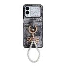 For Huawei nova Flip Embroidery Style Full Coverage Phone Case with Ring Bead Chain(Black) - 1