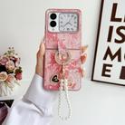 For Huawei nova Flip Embroidery Style Full Coverage Phone Case with Ring Bead Chain(Pink) - 2