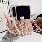 For Huawei Pura X Embroidery Style Full Coverage Phone Case with Ring Bead Chain(Orange) - 2
