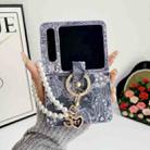 For Huawei Pura X Embroidery Style Full Coverage Phone Case with Ring Bead Chain(Blue) - 2
