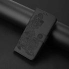 For iPhone 16e Datura Flower Embossed Flip Leather Phone Case(Black) - 2