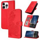 For iPhone 16 Pro Max Datura Flower Embossed Flip Leather Phone Case(Red) - 1