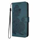 For iPhone 16 Datura Flower Embossed Flip Leather Phone Case(Dark Green) - 3