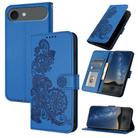 For iPhone 17 Air Datura Flower Embossed Flip Leather Phone Case(Blue) - 1