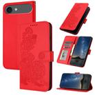 For iPhone 17 Air Datura Flower Embossed Flip Leather Phone Case(Red) - 1