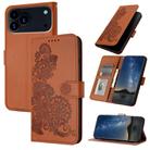 For iPhone 17 Pro Max Datura Flower Embossed Flip Leather Phone Case(Brown) - 1