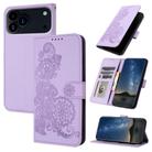 For iPhone 17 Pro Max Datura Flower Embossed Flip Leather Phone Case(Purple) - 1