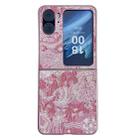 For OPPO Find N2 Flip Embroidery Style Full Coverage Phone Case(Pink) - 1