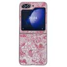 For Samsung Galaxy Z Flip5 Embroidery Style Full Coverage Phone Case(Pink) - 1