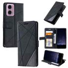 For Motorola Moto G24 / G04 Skin Feel Splicing Leather Phone Case(Black) - 1