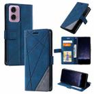 For Motorola Moto G34 Skin Feel Splicing Leather Phone Case(Blue) - 1