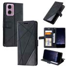 For Motorola Moto G34 Skin Feel Splicing Leather Phone Case(Black) - 1