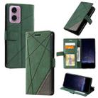 For Motorola Moto G34 Skin Feel Splicing Leather Phone Case(Green) - 1