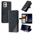For Motorola Moto G53 5G Skin Feel Splicing Leather Phone Case(Black) - 1