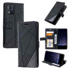 For Motorola Moto E13 Skin Feel Splicing Leather Phone Case(Black) - 1