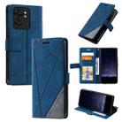 For Motorola Edge 40 Skin Feel Splicing Leather Phone Case(Blue) - 1