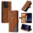 For Motorola Edge 40 Skin Feel Splicing Leather Phone Case(Brown) - 1