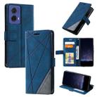 For Motorola Moto G85 Skin Feel Splicing Leather Phone Case(Blue) - 1