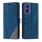 For Motorola Moto G85 Skin Feel Splicing Leather Phone Case(Blue) - 2