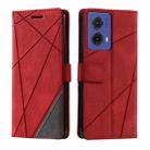 For Motorola Moto G85 Skin Feel Splicing Leather Phone Case(Red) - 2