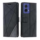 For Motorola Moto G85 Skin Feel Splicing Leather Phone Case(Black) - 2