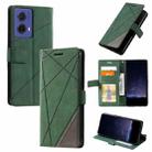 For Motorola Moto G85 Skin Feel Splicing Leather Phone Case(Green) - 1