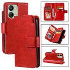 For Xiaomi Redmi 13C 4G Global Tri-Fold 9-Card Wallets Leather Phone Case(Red) - 1