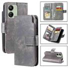 For Xiaomi Redmi 13C 4G Global Tri-Fold 9-Card Wallets Leather Phone Case(Grey) - 1