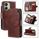 For Xiaomi Redmi 13C 4G Global Tri-Fold 9-Card Wallets Leather Phone Case(Brown) - 1