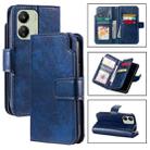 For Xiaomi Redmi 13C 4G Global Tri-Fold 9-Card Wallets Leather Phone Case(Blue) - 1