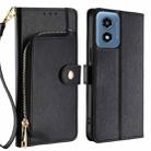 For Motorola Moto G Play 4G 2024 Zipper Bag Leather Phone Case(Black) - 1