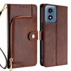 For Motorola Moto G Play 4G 2024 Zipper Bag Leather Phone Case(Brown) - 1