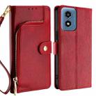 For Motorola Moto G Play 4G 2024 Zipper Bag Leather Phone Case(Red) - 1