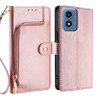 For Motorola Moto G Play 4G 2024 Zipper Bag Leather Phone Case(Rose Gold) - 1