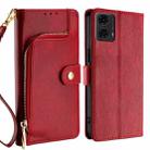 For Motorola Moto G24 4G Zipper Bag Leather Phone Case(Red) - 1