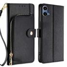 For Motorola Moto G34 5G Zipper Bag Leather Phone Case(Black) - 1