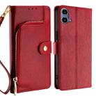 For Motorola Moto G34 5G Zipper Bag Leather Phone Case(Red) - 1